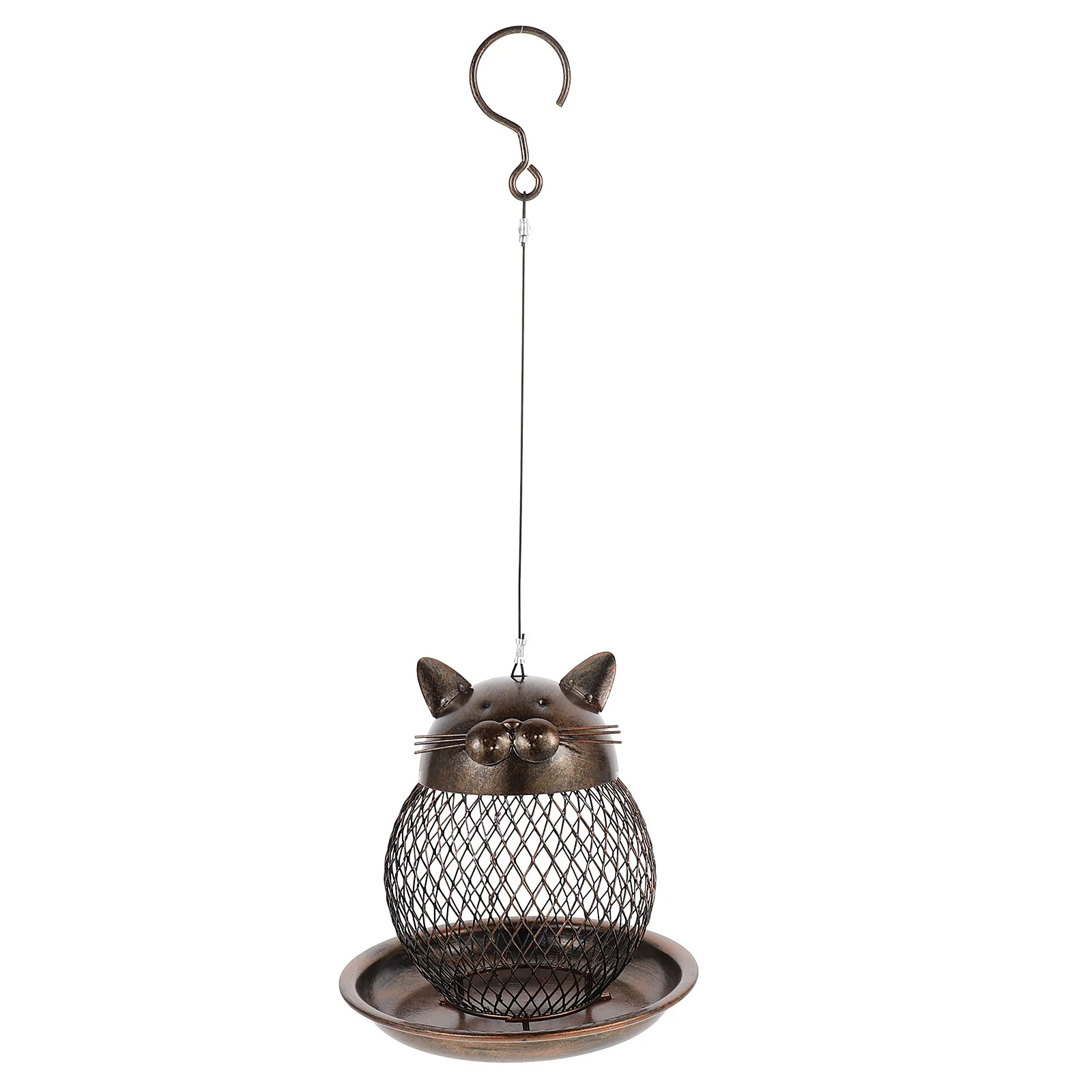 

Vintage Cat Shaped Bird Feeder Handmade Dark Color 16x16x18cm Hanging Outdoor Decor for Garden Balcony Bird Feeder