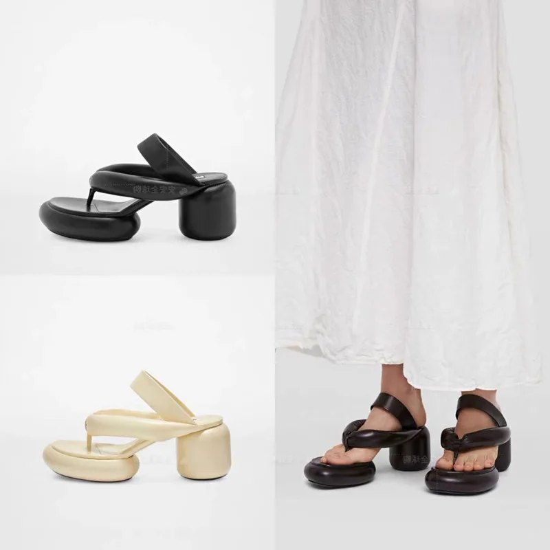 2023 Spring and Summer Thick-Soled Bubble Slippers Women's High-Heeled Flip-Flops Sandals Outerwear Beach Flip-Flops