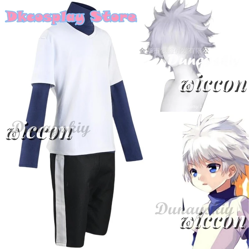 Killua Zoldyck Cosplay Costume Hunter × X Hantaa Kirua Zaoldyeck T shirt Full Set Wig Halloween Xmas New