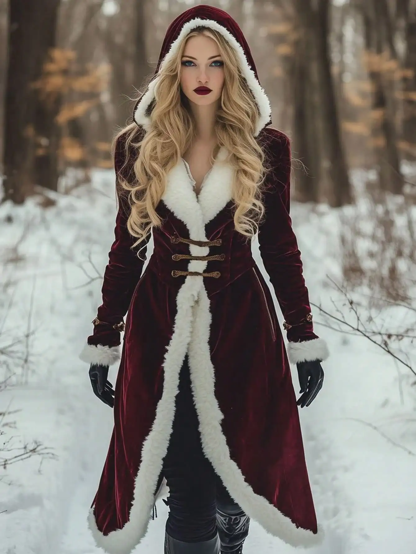 

Роскошное плюшевое длинное пальто в готическом стиле, винтажная зимняя женская куртка из искусственного меха с лоскутным дизайном и толстым утеплителем [Металлическая пряжка на талии]