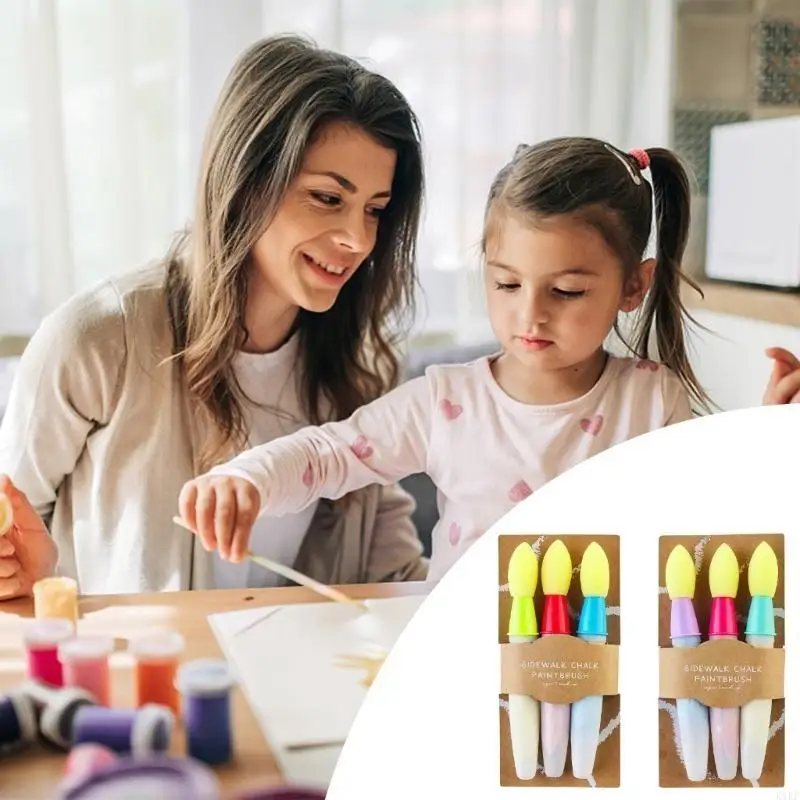 

6 Pcs Kids Painting Brush Set Chalk Brushes Sidewalk Chalk Paint Brush K1KF