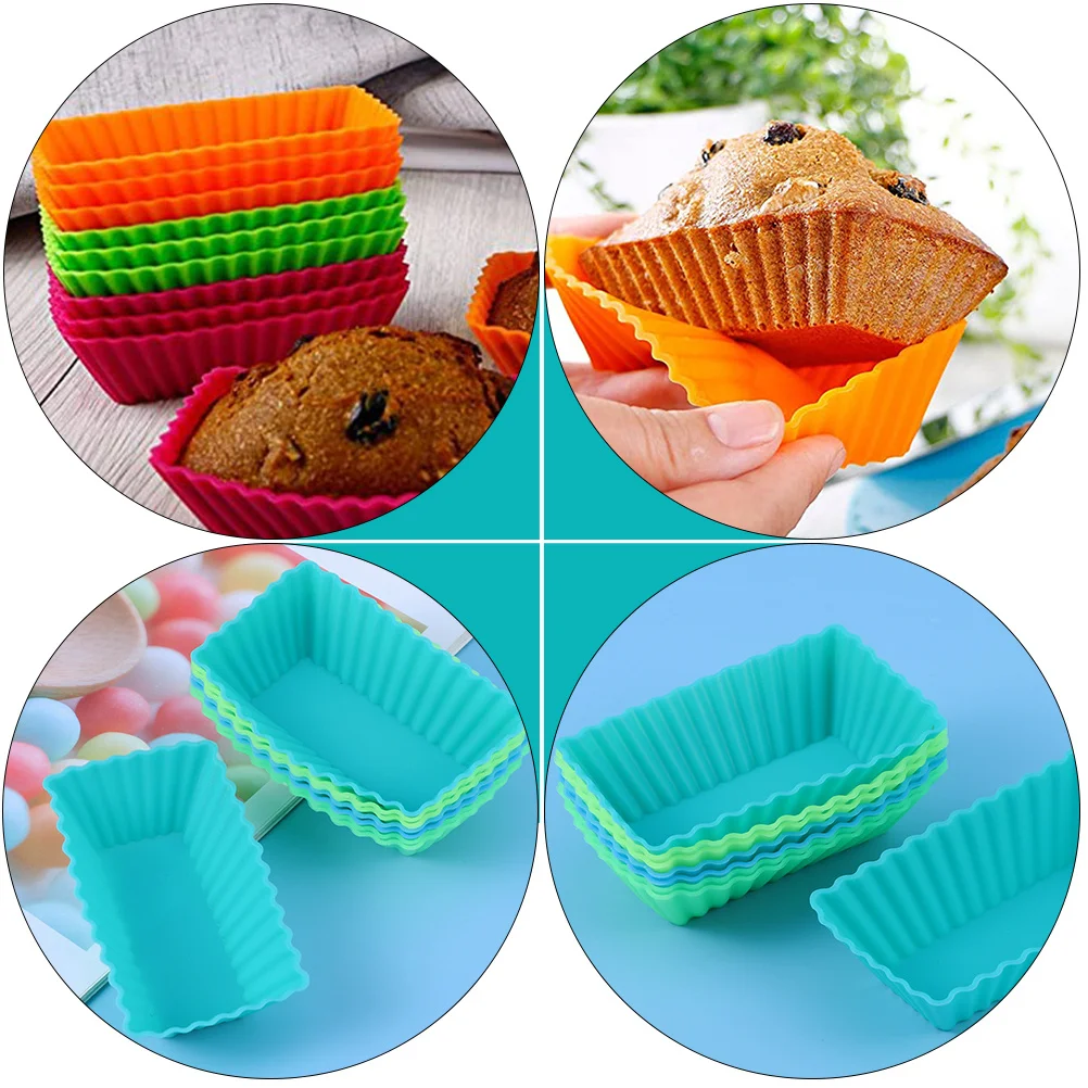 

12Pcs Eco-Friendly Silicone Cake Molds for Baking Cakes Macarons Muffins Nonstick Heat Resistant Cake Mold