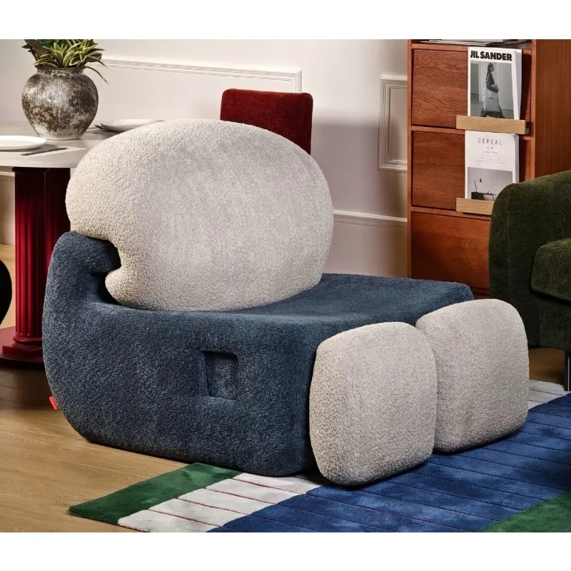 Niche creative designer special-shaped module combination pebble lazy casual fabric building block sofa