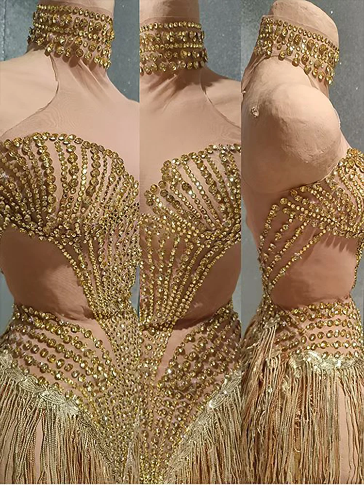 المرأة مثير شبكة مرصعة بأحجار الراين ارتداءها مرونة انظر من خلال ملهى ليلي ملابس الرقص حفلة عيد ميلاد أداء الزي #4