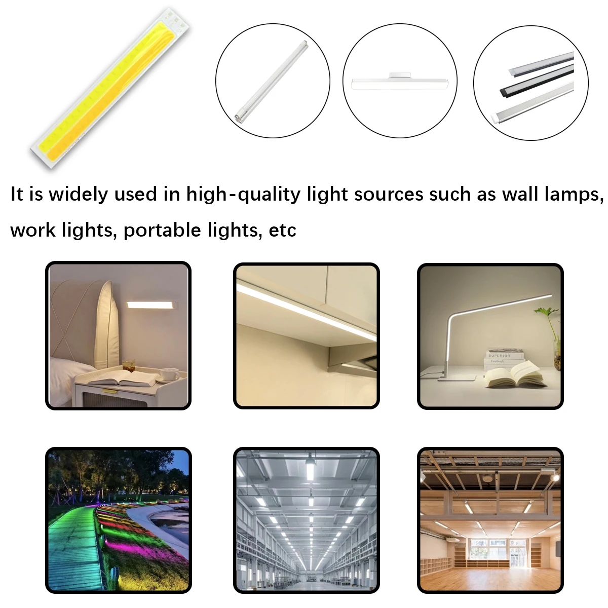 82x12 มม.COB LED Bar Light Strip 82 มม.เย็นสีขาว 24V 7W หลอดไฟ LED 82 มม.ชิป On Board แหล่งกําเนิดแสงสําหรับ Auto โคมไฟ