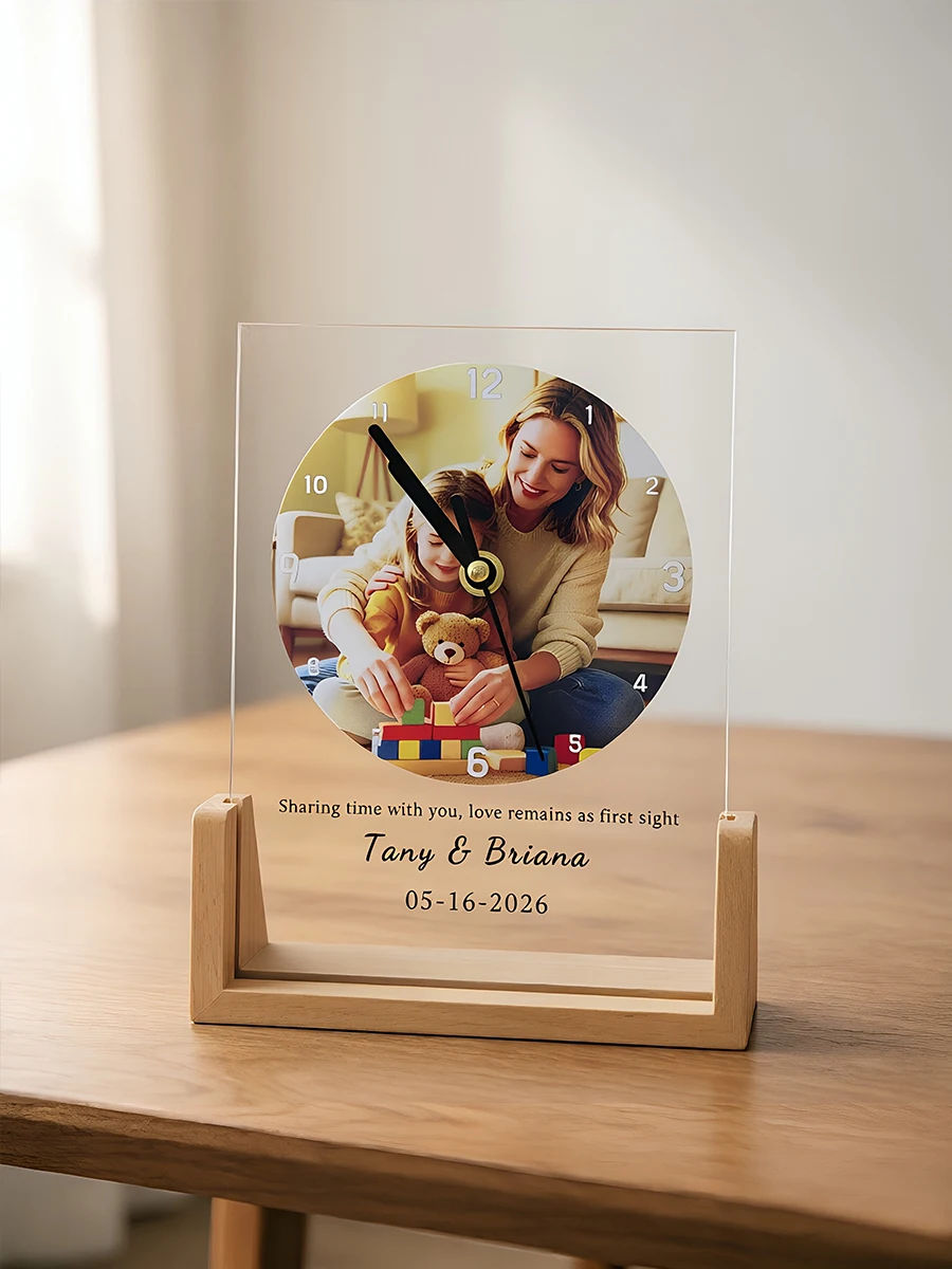 Personalized Custom Photo Clock- Unique DIY Home Decor Wall Desk Clock with Text And Picture