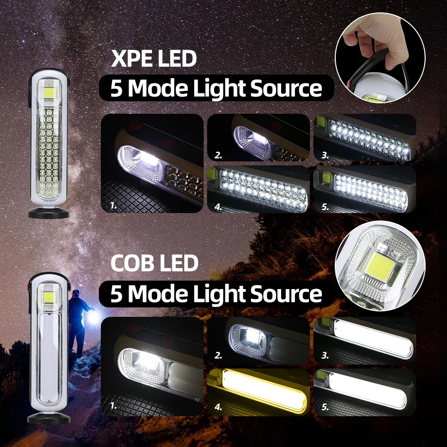 LED Portable Solar Emergency USB Charging Lighting Outdoor High-Bright Light Energy Flashlight Worklight Waterproof Camping Lamp