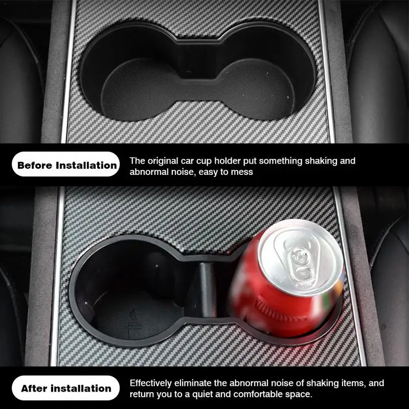 Water Cup Holder For Tesla Model 3 Double Hole Insert Central Control Storage Box Car Accessories Beverage Non-slip Model3