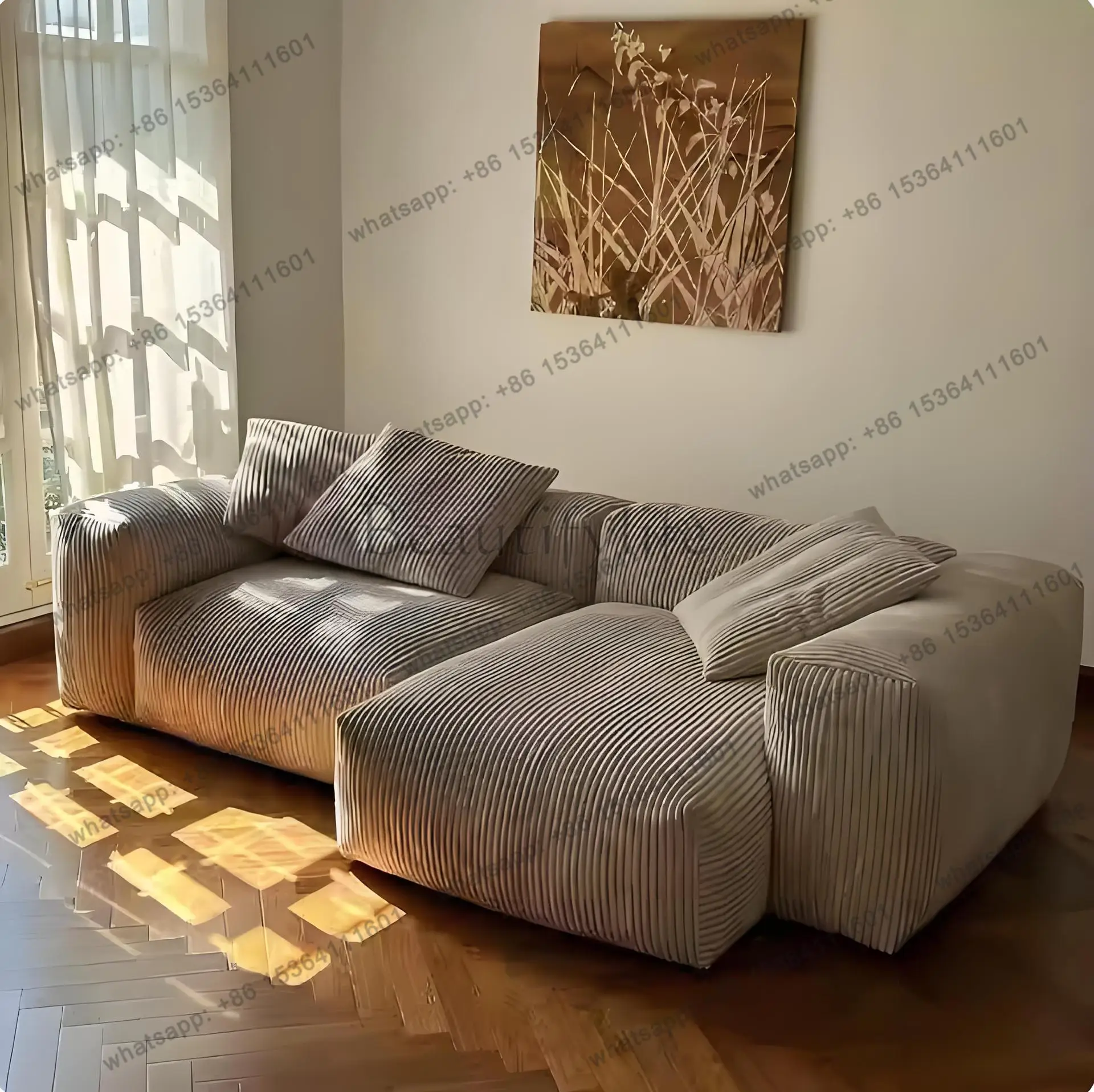 Nordic retro chenille fabric sofa corduroy tofu cubes customization