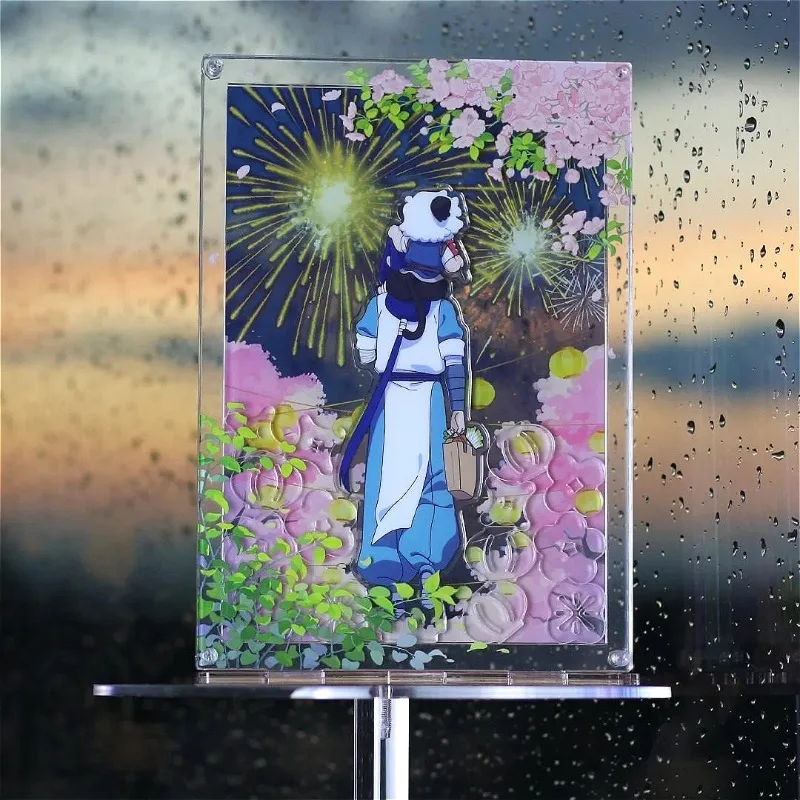 Summer Sparkle 3/5/6inch Acrylic Photo Frame, Sakura Blue Hour Card & Figure Stand Display Holder, for Anime Kpop Merch Decor