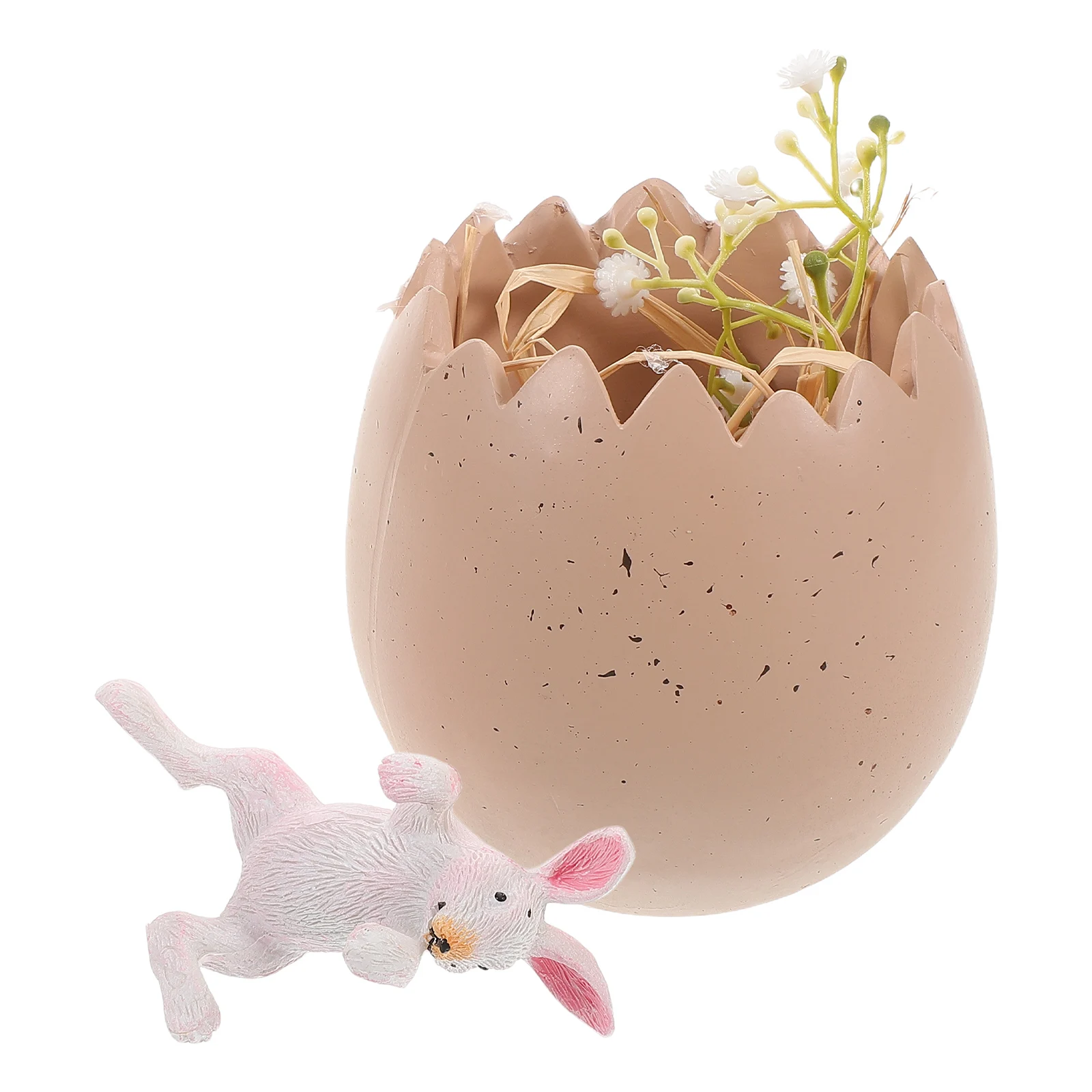 

1pcs Easter Bunny Resin Figurine Cute Cracked Egg Design Home Decor Statue Desktop Ornament Rabbit Decorations Easter