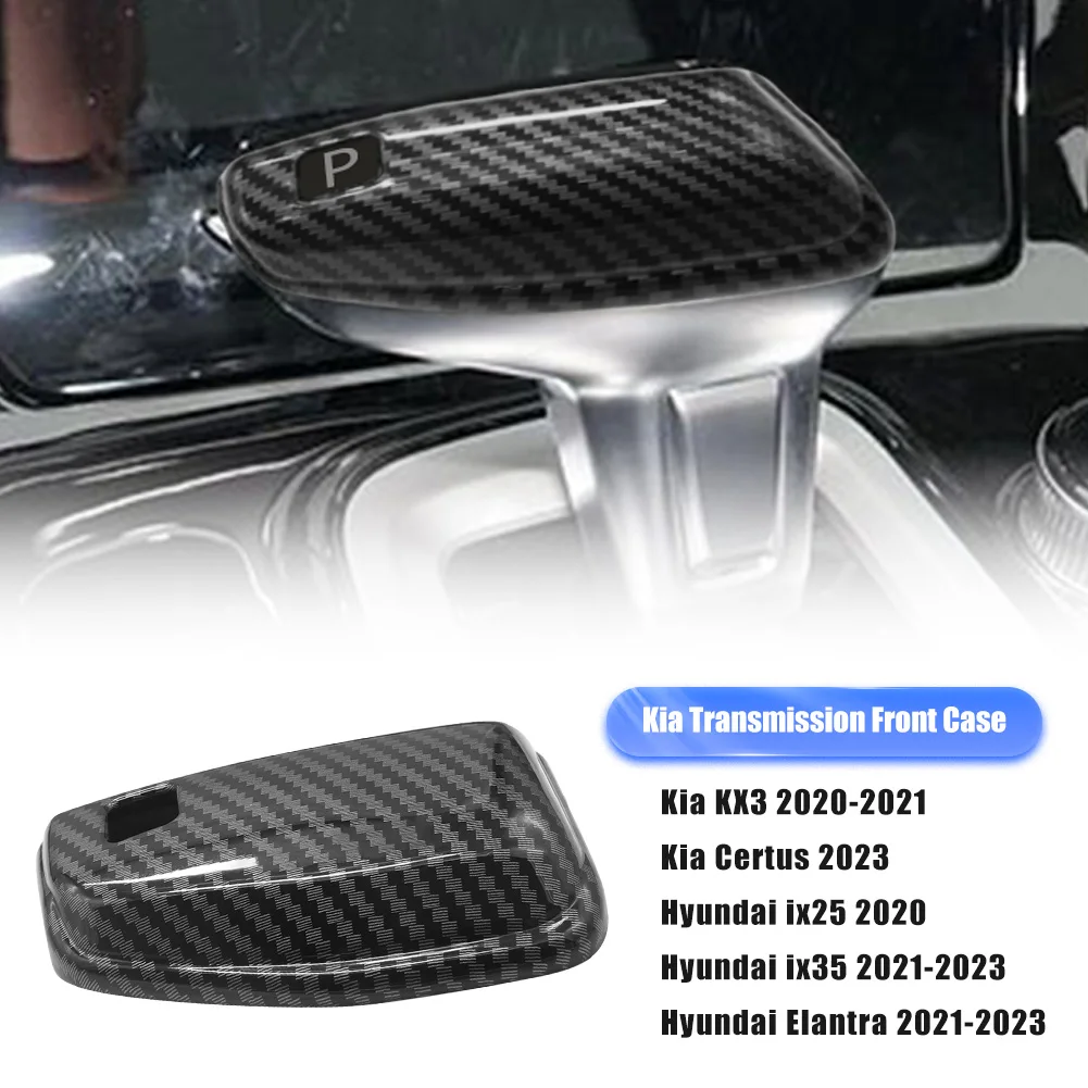 

Carbon Fiber ABS Car Gear Shift Knob Cover Trim Sticker For kia kx3 hyundai ix25 ix35 Elantra Auto Accessories