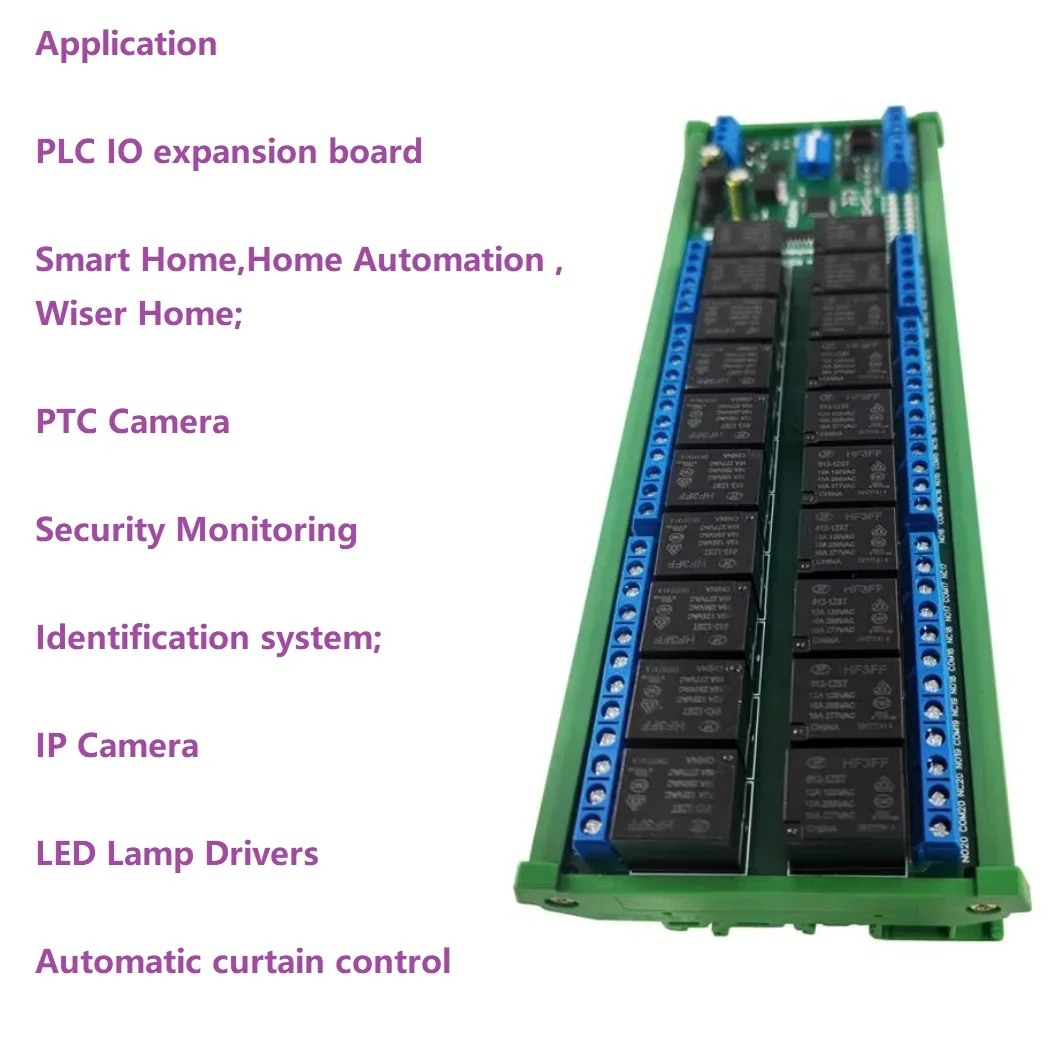 

20DO 2DI 2AI RS485 Switch Digital Analog IO Modbus RTU Relay Module PLC Expanding Board 4-20MA 0-10V Voltage Read