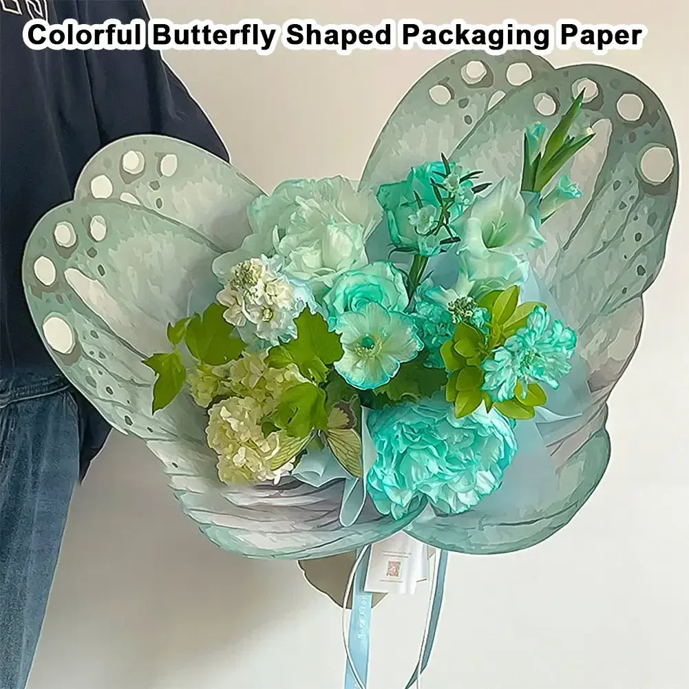 20PCS Butterfly Wing Flower Packaging Paper Aesthetics Art Dreamy Colored Wings Bouquet Wrapping For Florist Valentine's Day