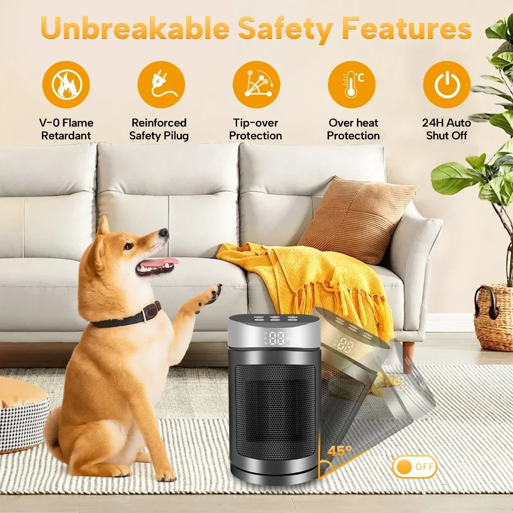 Portable For Smart Heater with 6 Heating Modes Remote Control and Energy Saving Technology for Efficient Warmth