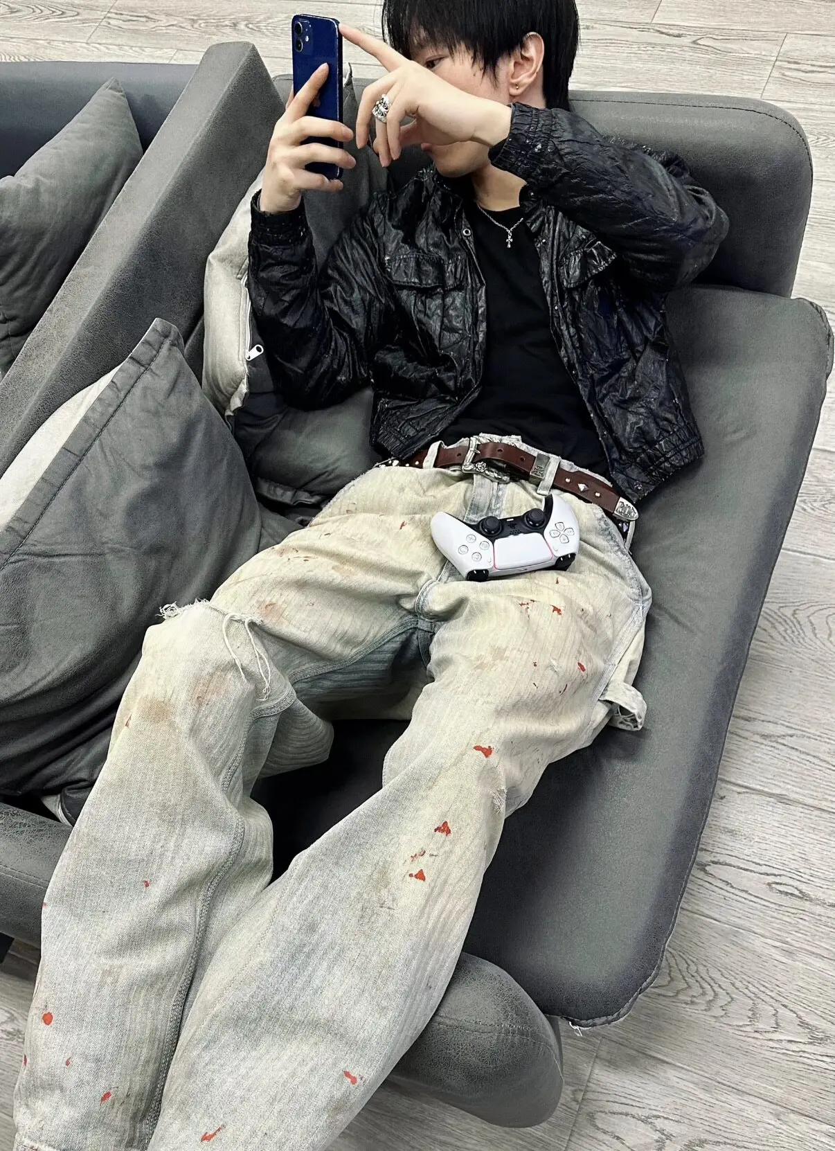 ER/D 23SS Washed and damaged ink-splashing casual pants