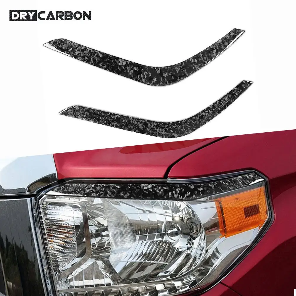

Forged Carbon Fiber Front Eyelids Eyebrows Trims Stickers Cover Body Kits Accessories for Toyota Tundra 2014 2015 2016 2017 2018