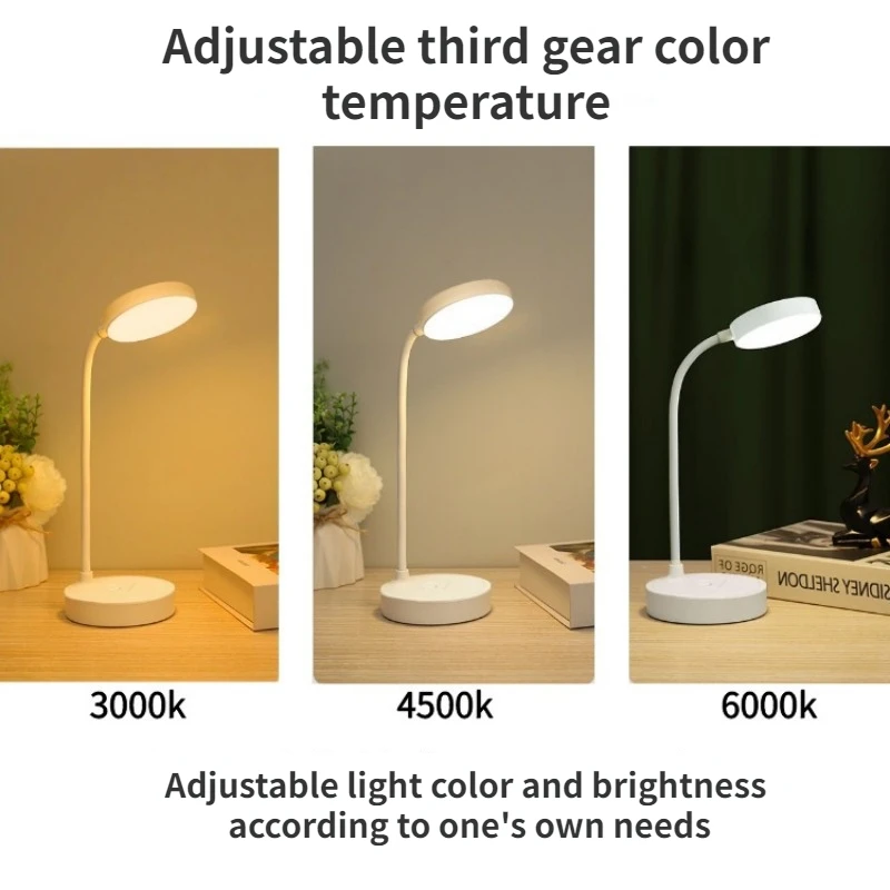 3 LED Eye Protection Modes Desk Lamp Rechargeable Foldable Creative Bedroom Bedside Desk Reading Night Light Table Lamp