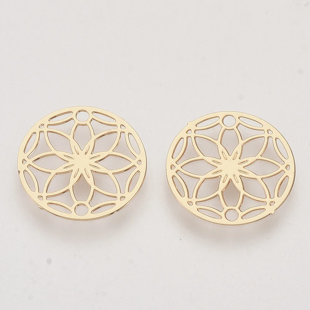 100~200pcs Hot Gold Color Preserving Copper Flower Piece of Life Flower Connector Pendant Diy Accessories Filaments Connector