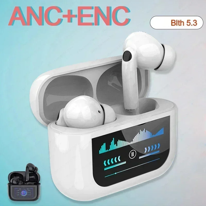 Blth5.3 Earphones YX30 TWS Stereo Headsets ANC Wireless Earbuds Waterproof Color Screen LED In Ear Bluetooth Earphones