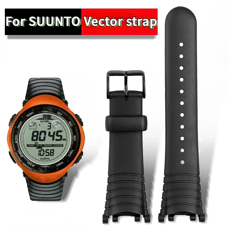 For SUUNTO VECTOR Black rubber watchband silicone Men's watch strap Pin Buckle accessories soft waterproof Feed tool screw rod