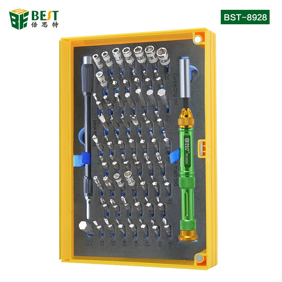 BST-8928 Multifunction Magnetic CRV Screwdriver Set, Screwdriver Bit For Mobile Phone, Computer, Watch, Camera, Disassembly, Rep