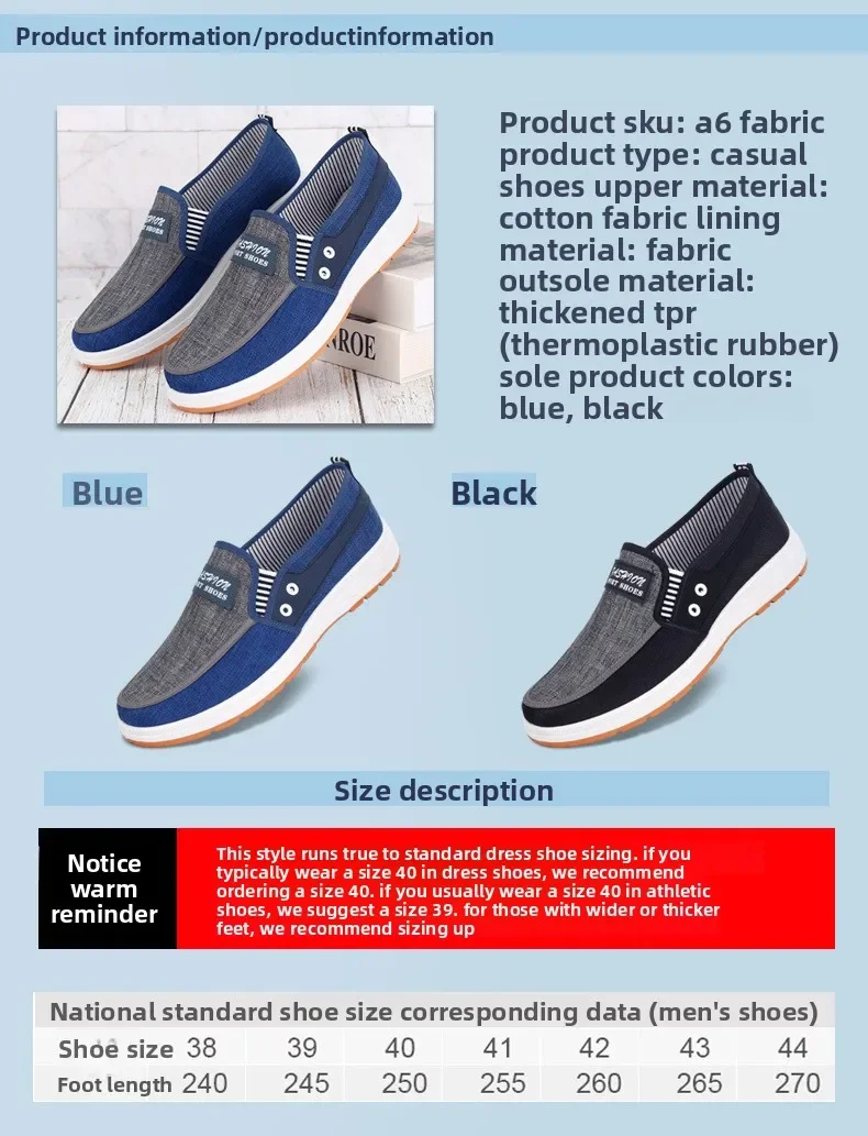 Herren Colorblock Canvas Slip-On Schuhe Atmungsaktive Rutschfeste Freizeitschuhe für den Täglichen Gebrauch – Detail 6