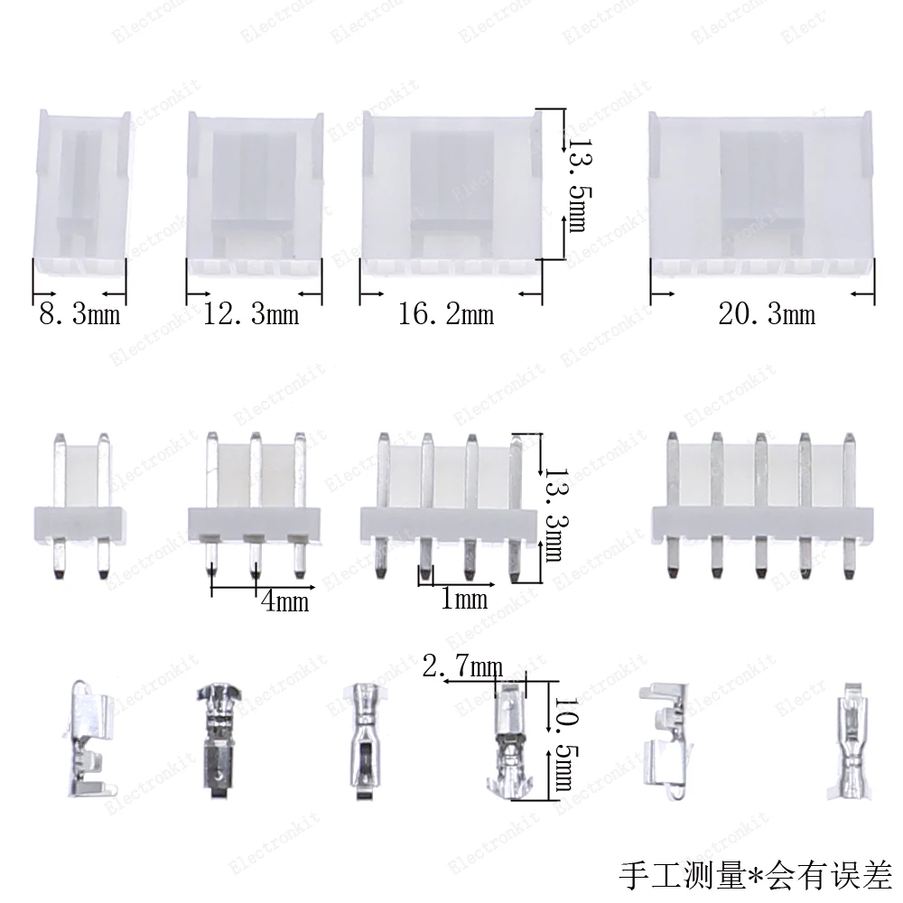 180 Buah 2P 3P 4P 5 Pin VH3.96mm Pitch Terminal Perumahan Pin Header Terminal Konektor Kotak Mixde Kit Konektor