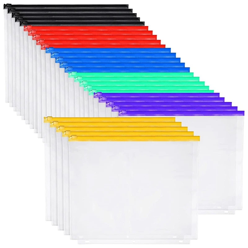 

A4 Binder Pockets 3 Holes Binder Folders Binder Pouch Folders 3-Ring Binder Loose Leaf Bags PVC Document Filing Bags