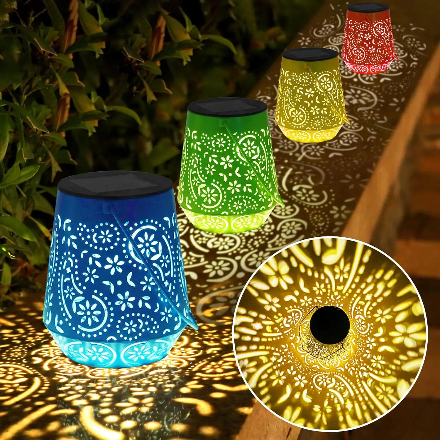 

4 Pack Solar Lanterns Outdoor Garden Decor Solar Lanterns Lights Outdoor Waterproof, 4 Colors LED Hanging Solar Powered Lantern