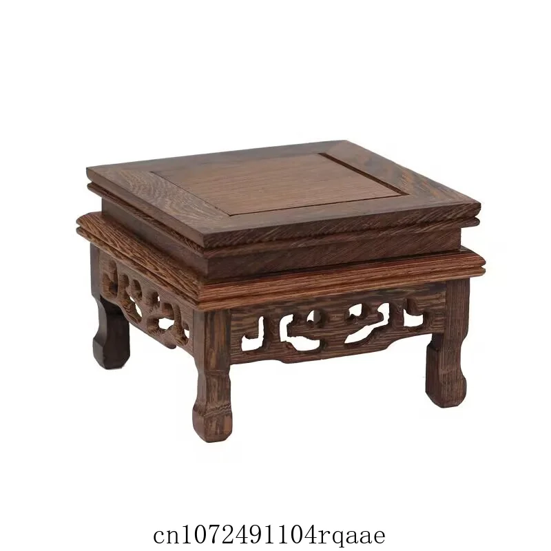 Chinese Hollow Carving Tea Tray Stand, Square Pot Saucer, Display Holder for Teapot,Bonsai,Plant, Tea Ceremony, Home Decor