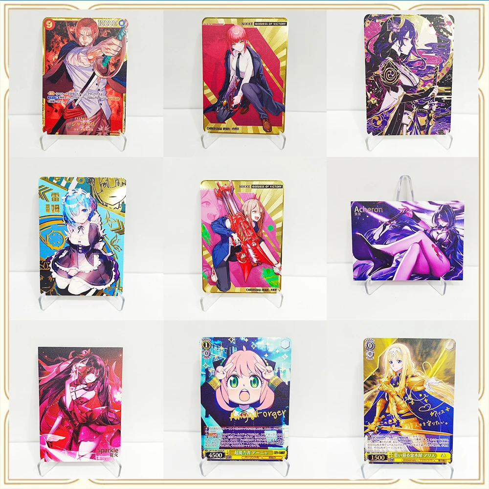 

Anime Goddess Story DIY ACG Boys Game Toys Christmas Birthday Gift Collectible Cards Anya Forger Makima Shanks Sexy Metal Card