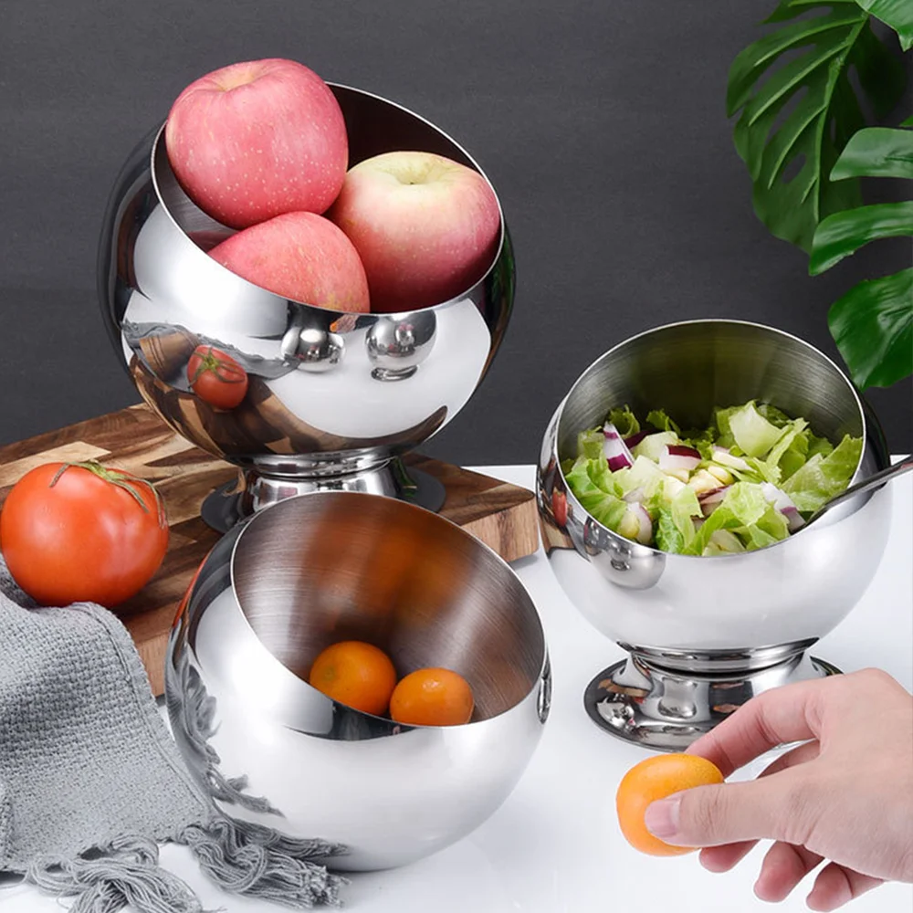 Stainless Steel Desktop Storage Bucket Creative Oblique Bowl KTV Bar Ashtray Living Room Peeling Can Fruit and Vegetable Plate