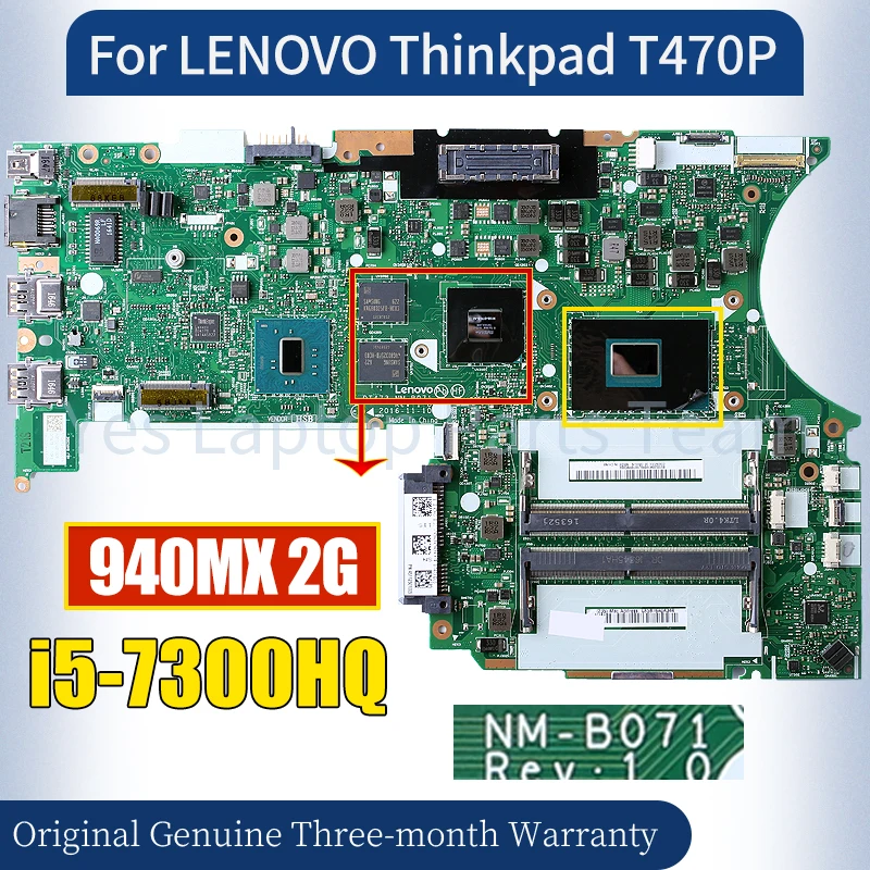 

NM-B071 For LENOVO Thinkpad T470P Laptop Mainboard i5-7300HQ 940MX 2G 01HW895 Notebook Motherboard 100％ Tested