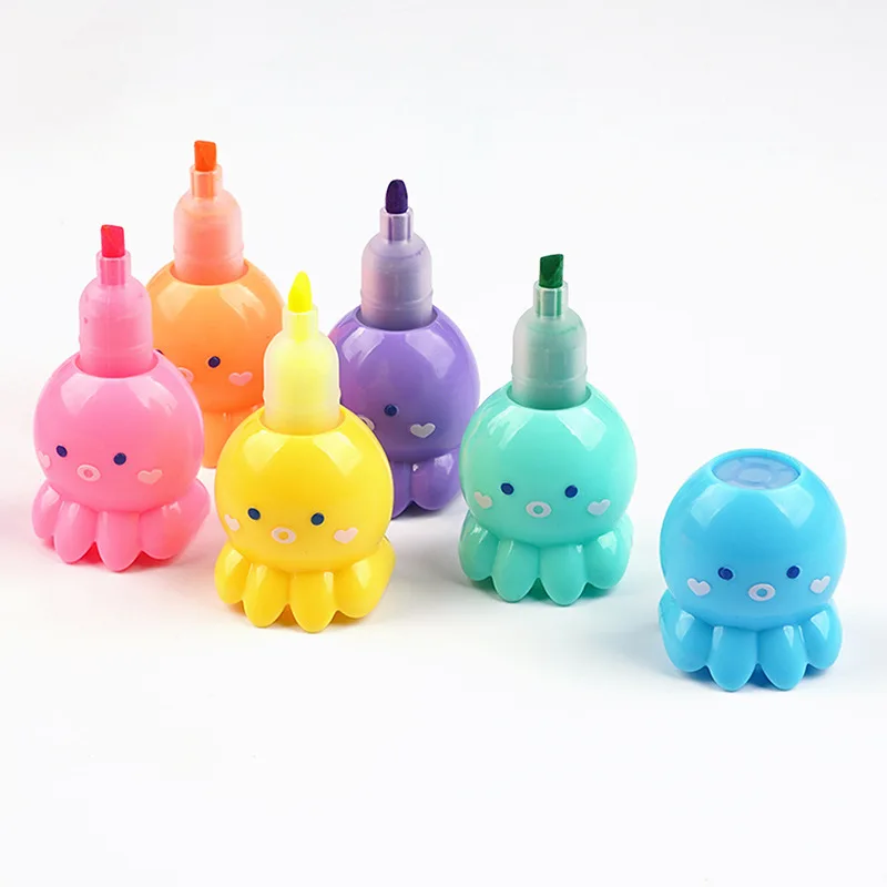 Cute Octopus Color Highlighter Marker Pens Set Fluorescent Spot Liner for Highlighting Drawing Kids Gift School Supplies F7010 image 6