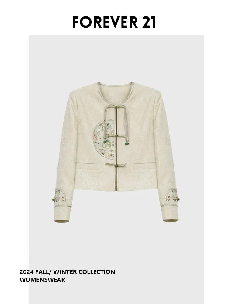 

Forever 2 New Chinese Sle Retro Button Design Semi-Circular Eastern Aesthetic Outerwear Long Sve Commute Autumn Coat