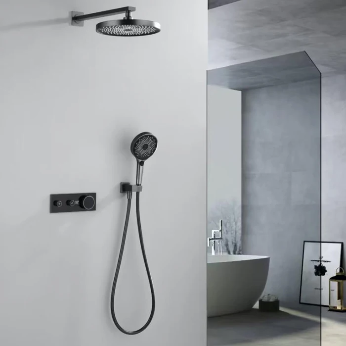 Thermostatic Digital Display Gunmetal gray Shower Faucet Set Shower Mxer Crane Shower Bath Faucet Bathtub Shower Mixer