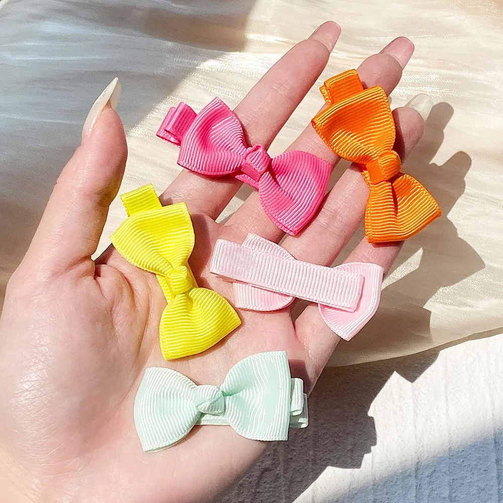 10 Pcs/Set 2\'\' Gradient Colorful Bows Hair Clips For Baby Girls Ribbon Handmade Bowknot Hairpins Barrettes Kids Hair Accessories