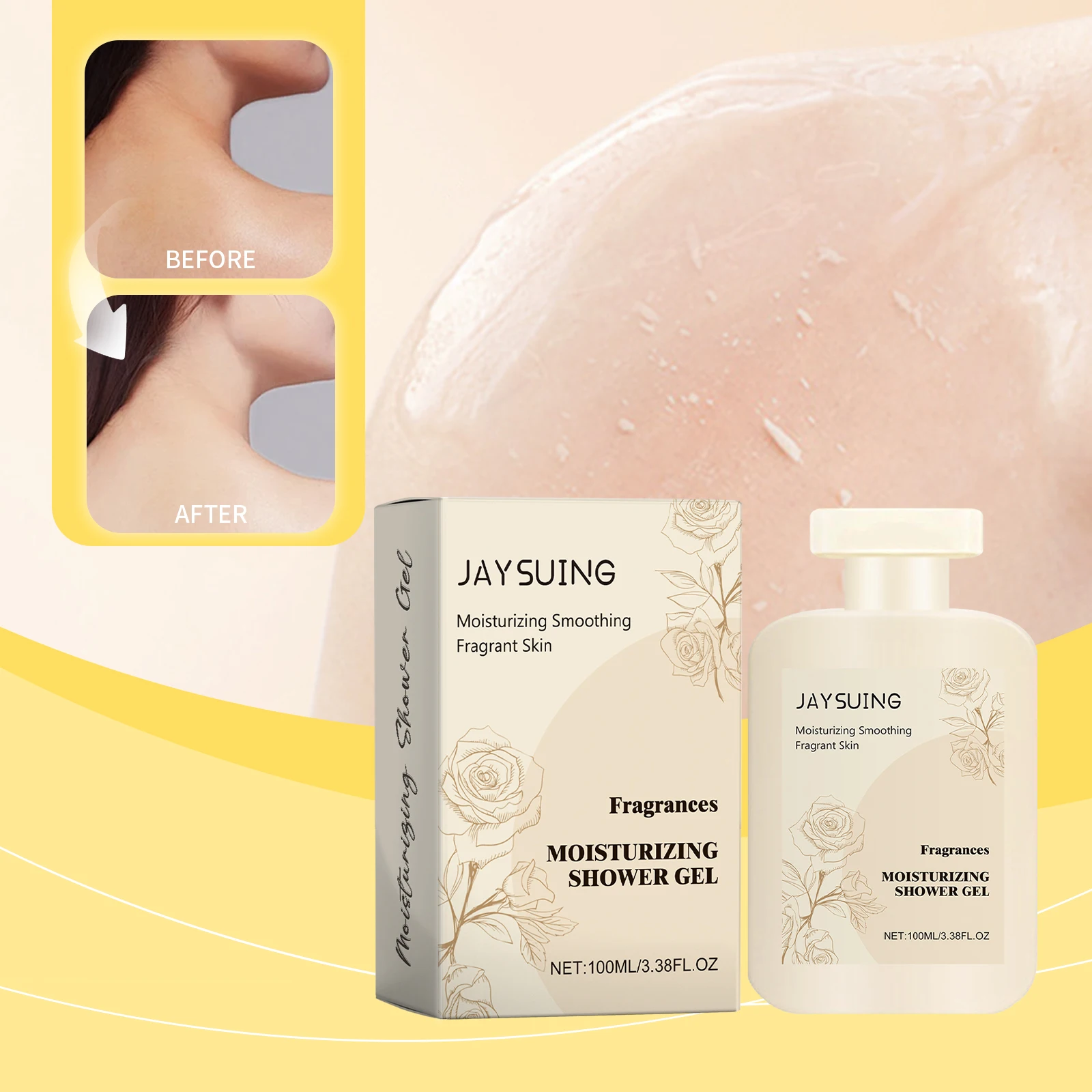 เจลอาบน้ําให้ความชุ่มชื้น - ครีมอาบน้ําให้ความชุ่มชื้นเพื่อผิวเรียบเนียนและมีกลิ่นหอม - น้ํายาทําความสะอาดบํารุงพร้อมกลิ่นหอมยาวนาน