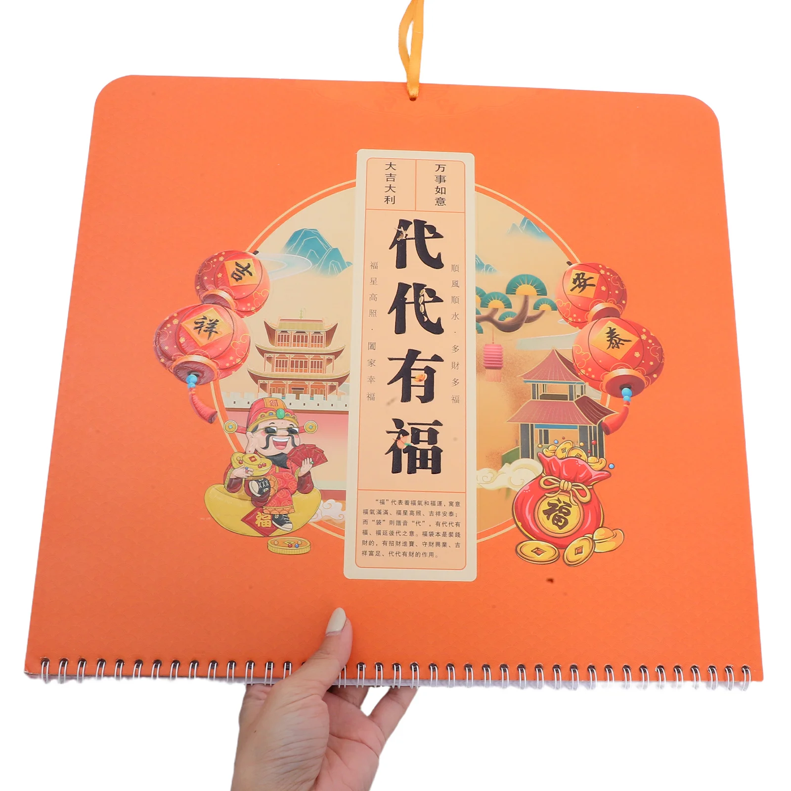 

Оранжевый китайский подвесной настенный календарь на 2026 года, ежемесячный планировщик на год лошади для домашнего офиса, семейной организации, лунный