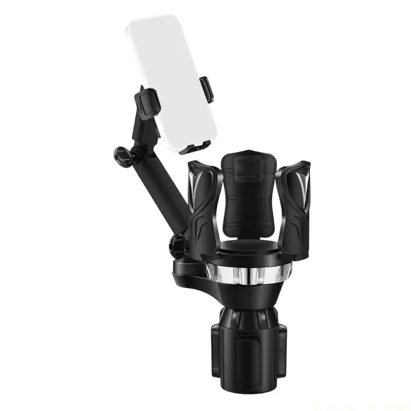 J0MA Sturdy Car Cup Holder Phone Mount With Extendable Arm For Viewing Angles And Drink Stability Easy Installation