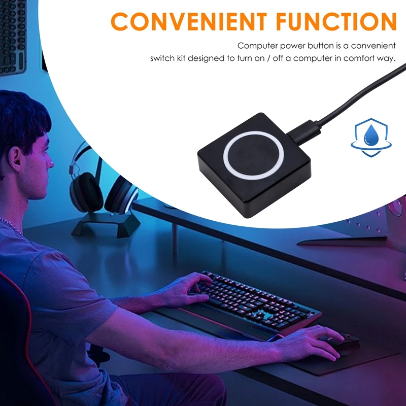 PC Power Button Desktop Power Switch PC External Start Power On/Off Button Magnetic Self-Reset Button Metal Shell RGB