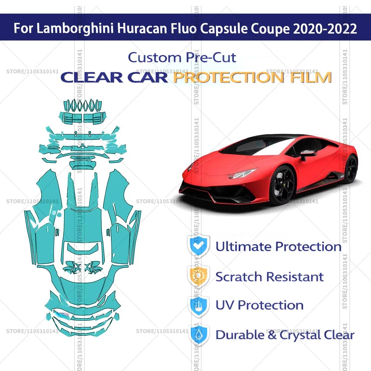 

Защитная пленка PPF для Lamborghini Huracan Fluo Capsule Coupe 2020-2022, предварительно вырезанная, прозрачная, автомобильная пленка PPF