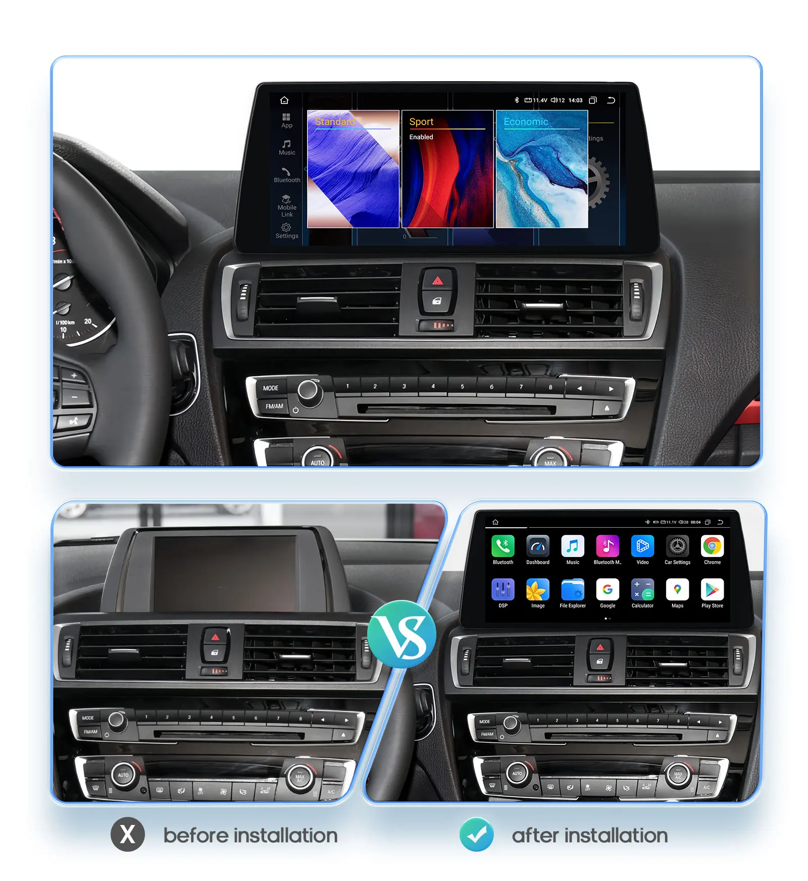 Hizpo Wireless CarPlay Andorid Auto Car Radio For For BMW 1 Series F20/F21 (2011-2016) NBT Multimedia Display Screen GPS 2din BT