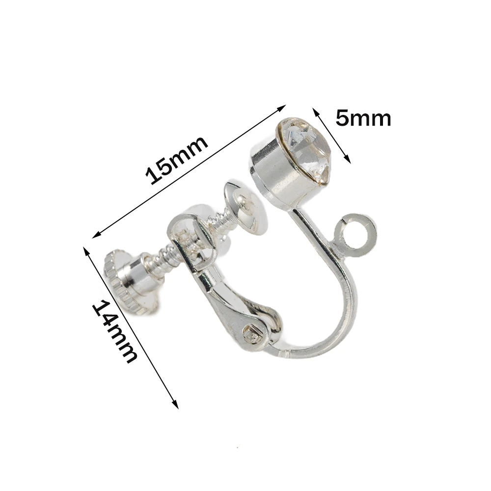 10pcs Brass Clip on Earring Converter Component with Crystal Rhinestone Non Pierced Earring Clip for Jewelry Making Supplies DIY