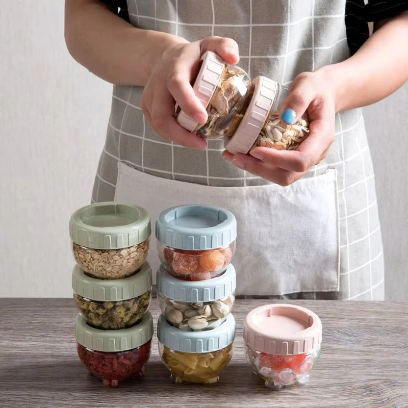 Latas selladas de plástico, tarro de almacenamiento de alimentos, especias, tés, frijoles, botella de conservación de dulces, herramienta de cocina, juego de contenedores de valor Multicolor