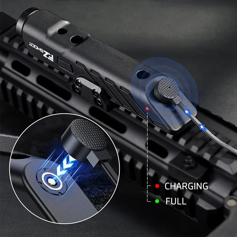 

1700 Lumens Tactical Laser Light Combo Magnetic Rechargeable For Picatinny M Rail Rifle Flashlight Green Laser Strobe Mode