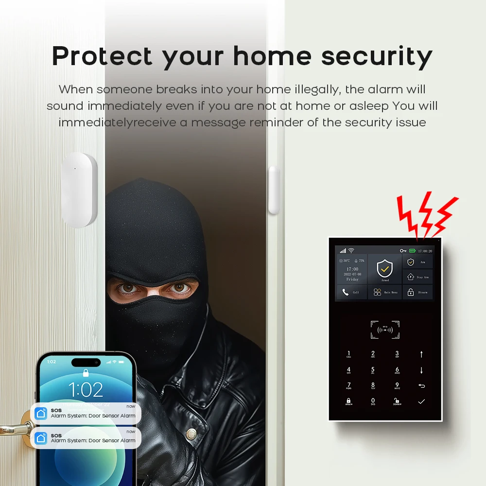 4G Wifi Wireless Alarm System Tuya Smart Home Child Safety Home Anti-theft System Smart Life App Control Works with ALexa PG-109 view 5