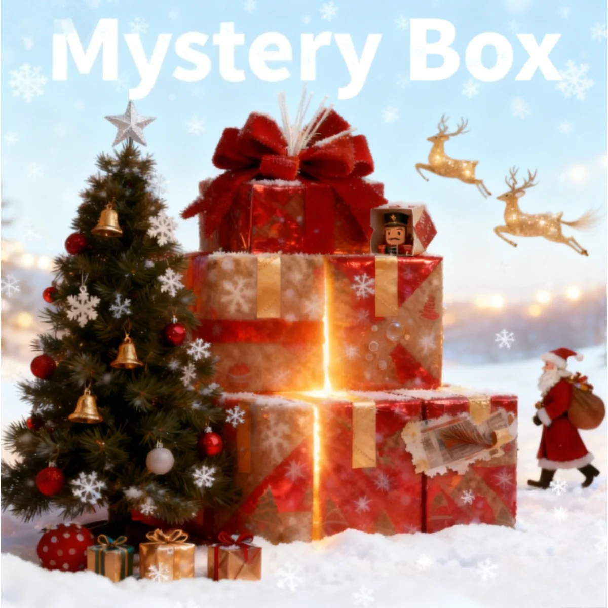 Caja sorpresa misteriosa navideña: tesoros únicos aleatorios festivos, edición especial de caja ciega de regalo navideño