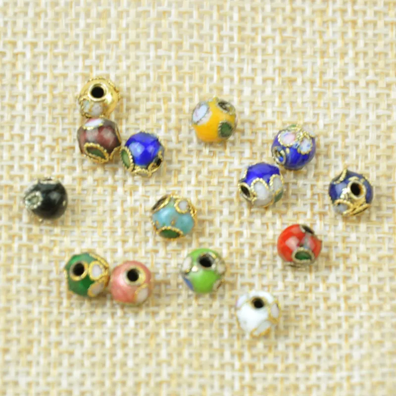 10Pcs 6mm HandMade Lampwork Glass Beads Flower With Gold Drawing Multi-color for jewelry Bracelet Necklace Earring Mak CraftDIY
